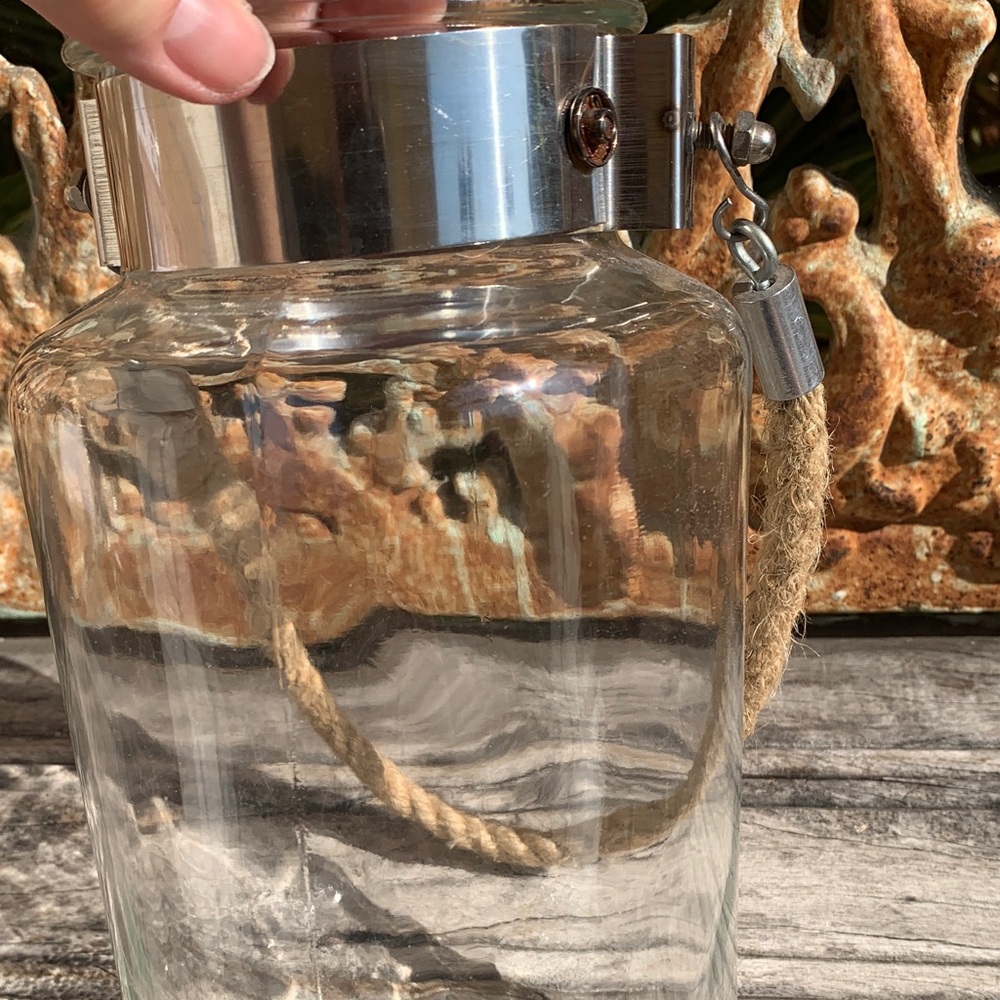 Glass Lantern Vase with Rope Handle - Clear Glass - Picture 7 of 11